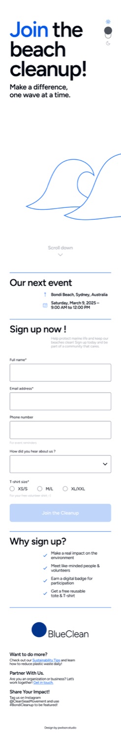 BlueClean sign-up — light theme