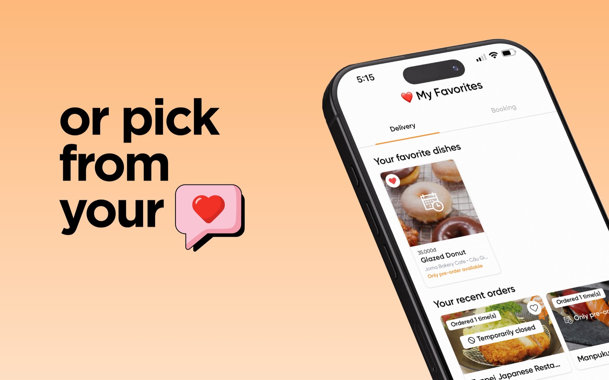 Favourites screen