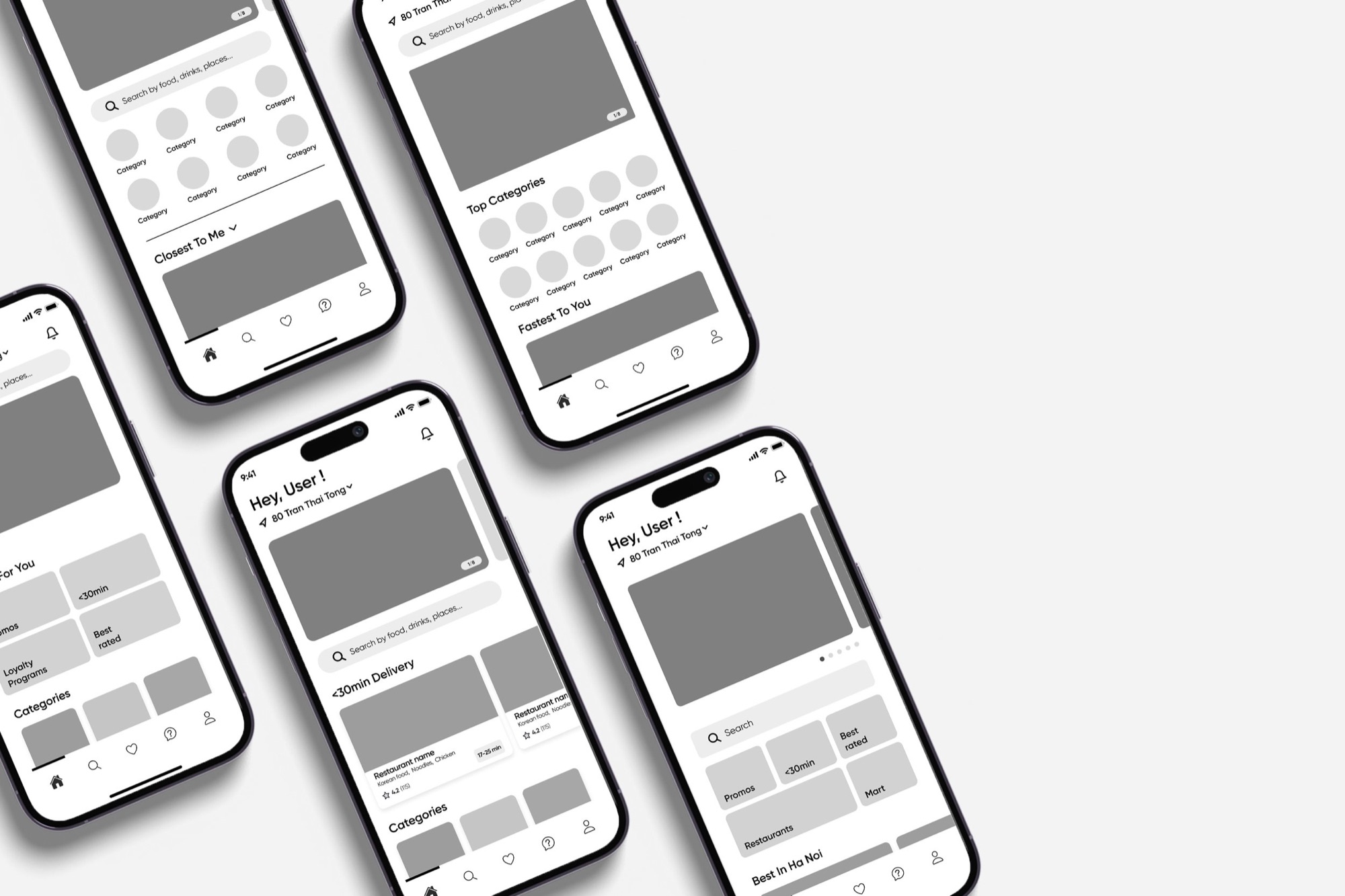 Low-fidelity wireframes