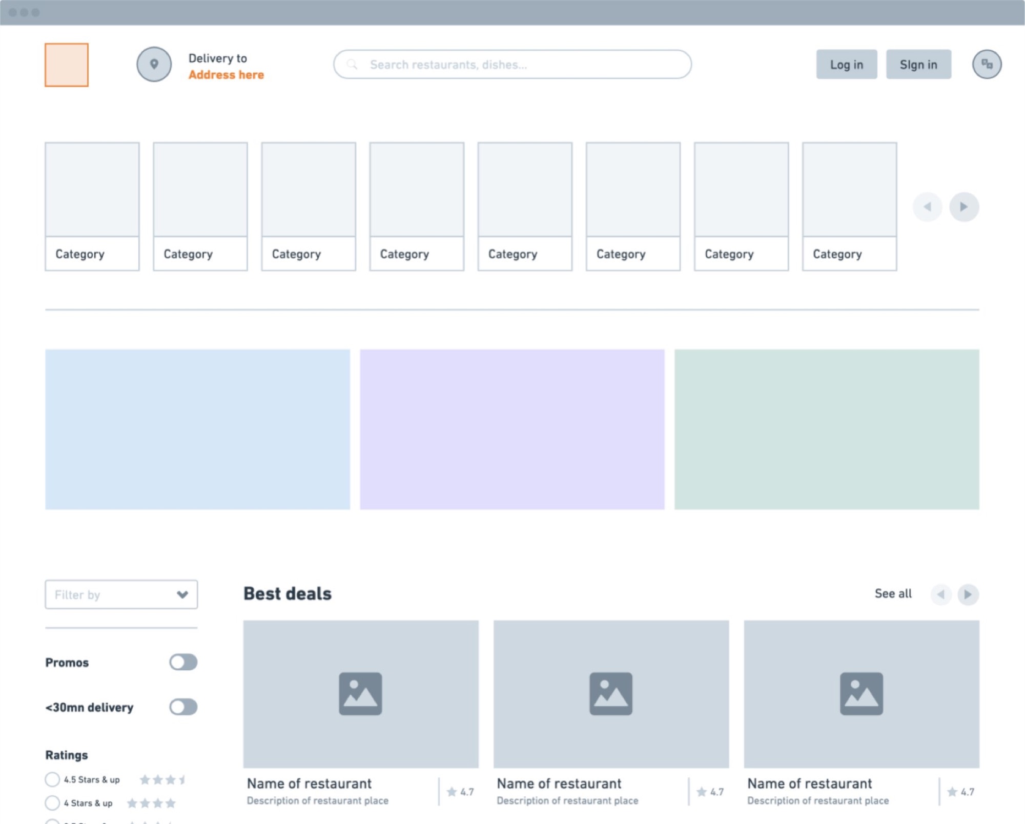 Wireframes — desktop and mobile grids