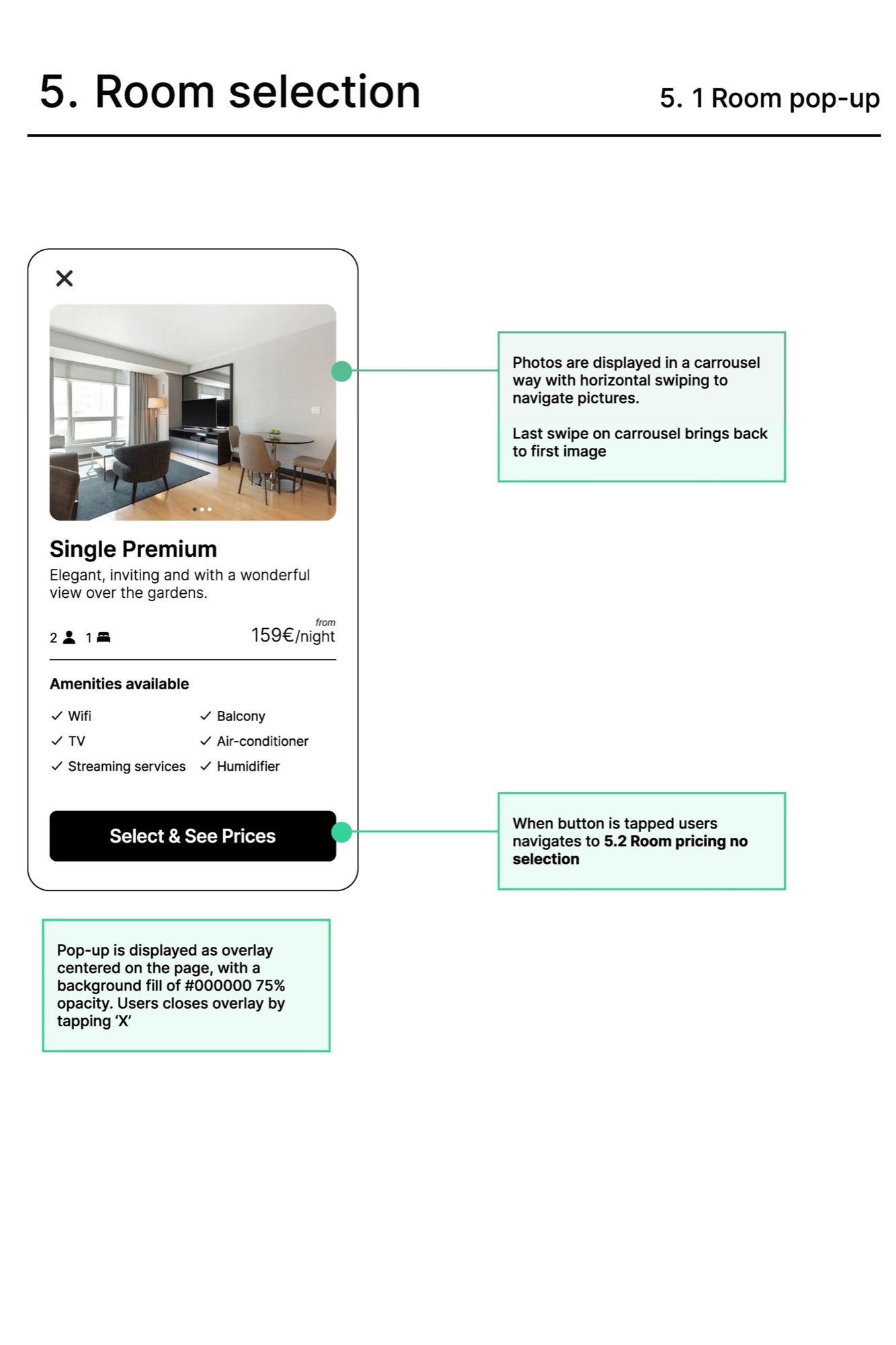 Room selection screen